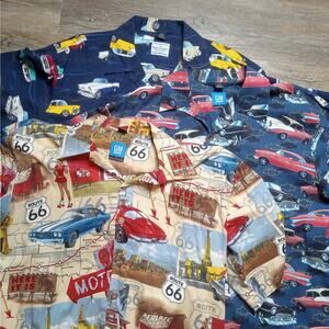 Lot of 3 GM By David Carey Men’s 2XL Corvette Route 66 Casual Camp Aloha Shirt